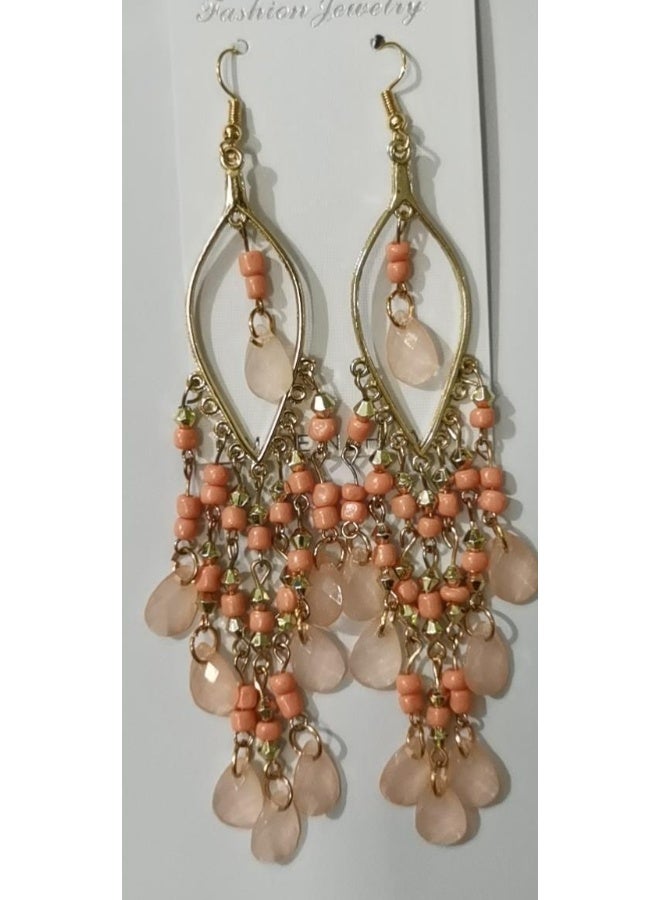 NIBEMINENT Sweet Bohemian Exaggerated Fashion Beaded Tassel Earrings for Women - 8132