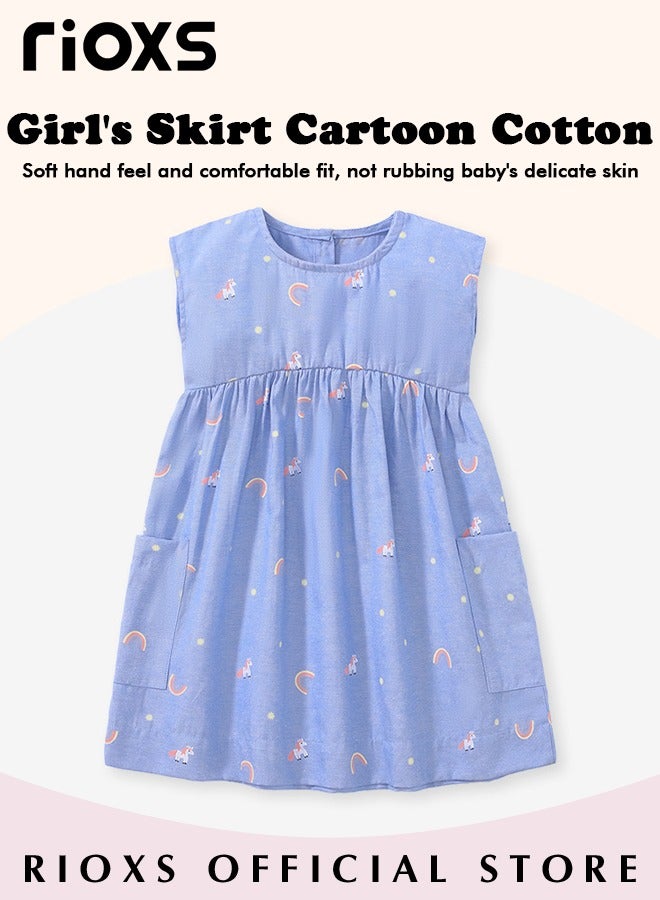 RIOXS Girls A-line Dress with Adorable Pattern, Colorful Round Neck Sleeveless Dress, Wonderful Summer Dresses for Girls, Comfortable to Wear, Great Gift Choice for Girls  - Image 2