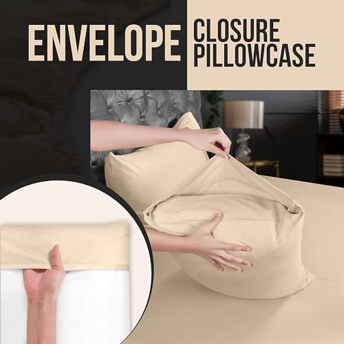 Utopia Bedding Standard Pillow Cases - 4 Pack - Envelope Closure - Soft Brushed Microfiber Fabric - Shrinkage and Fade Resistant Pillow Covers Standard Size 20 X 26 Inches (Standard, Beige) - Image 3