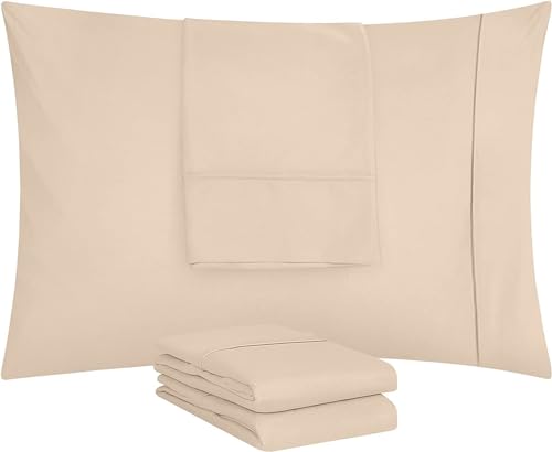 Utopia Bedding Standard Pillow Cases - 4 Pack - Envelope Closure - Soft Brushed Microfiber Fabric - Shrinkage and Fade Resistant Pillow Covers Standard Size 20 X 26 Inches (Standard, Beige) - Image 5