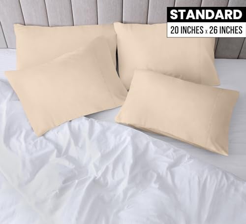 Utopia Bedding Standard Pillow Cases - 4 Pack - Envelope Closure - Soft Brushed Microfiber Fabric - Shrinkage and Fade Resistant Pillow Covers Standard Size 20 X 26 Inches (Standard, Beige) - Image 2
