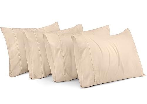 Utopia Bedding Standard Pillow Cases - 4 Pack - Envelope Closure - Soft Brushed Microfiber Fabric - Shrinkage and Fade Resistant Pillow Covers Standard Size 20 X 26 Inches (Standard, Beige) - Image 1