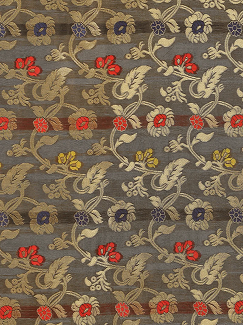 globus Globus Women Black Floral Woven Design Brocade Tasselled Border Festive Dupatta