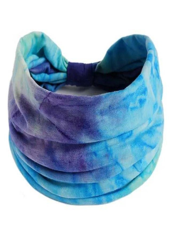 XFyt Microfiber Tie-Dye Yoga Hair Bands|Stay Stylish And Sweat-Free Bandana Workout Sweatband|Fashionable Head Bands For Your Fitness Gym Running (Dark Blue) - Image 3
