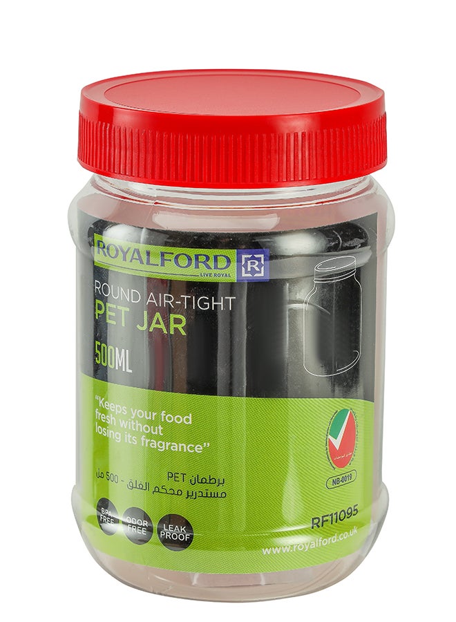 Royalford Round Airtight PET Jar| RF11225| 1000ml| Set of 4 Storage Containers| Transparent Jar for Pulses, Cereals and Spices Clear 1000ml - Image 1