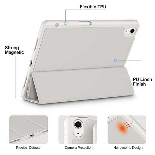 Akkerds Compatible with iPad Air 11 Inch Case 7th/6th Generation (M3/M2) 2025/2024, for iPad Air 5th/4th Generation Case 10.9 Inch 2022/2020 with Pencil Holder[Auto Sleep/Wake], Gray - Image 3