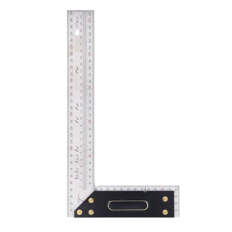 Carpenter Square Framing Ruler and Stainless Steel L Shape Measuring Ruler with Engraved Scale - 100mm Right Angle Marking Tool, Layout Tool for Woodworking and DIY Crafts. (300mm) - Image 1
