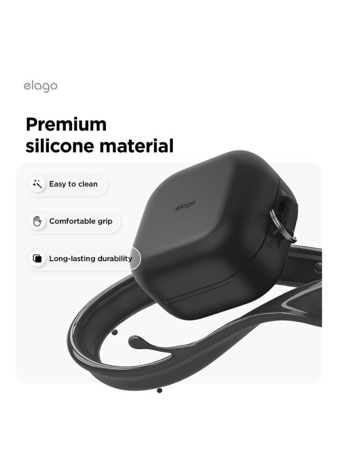 Elago حافظة سيليكون لتعليق سماعات سامسونج جالكسي بودز 4 وبودز 4 برو مع كارابينر - أسود - Image 5