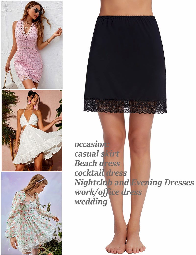 Avidlove Half Slips for Women Underskirt Short Lace Trim Above Knee Half Slip - Image 3