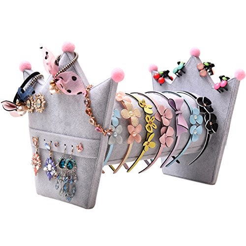 TINTON LIFE® Hairband Hair Clasp Holder Display Stand with Earring Organizer(Grey) - Image 1