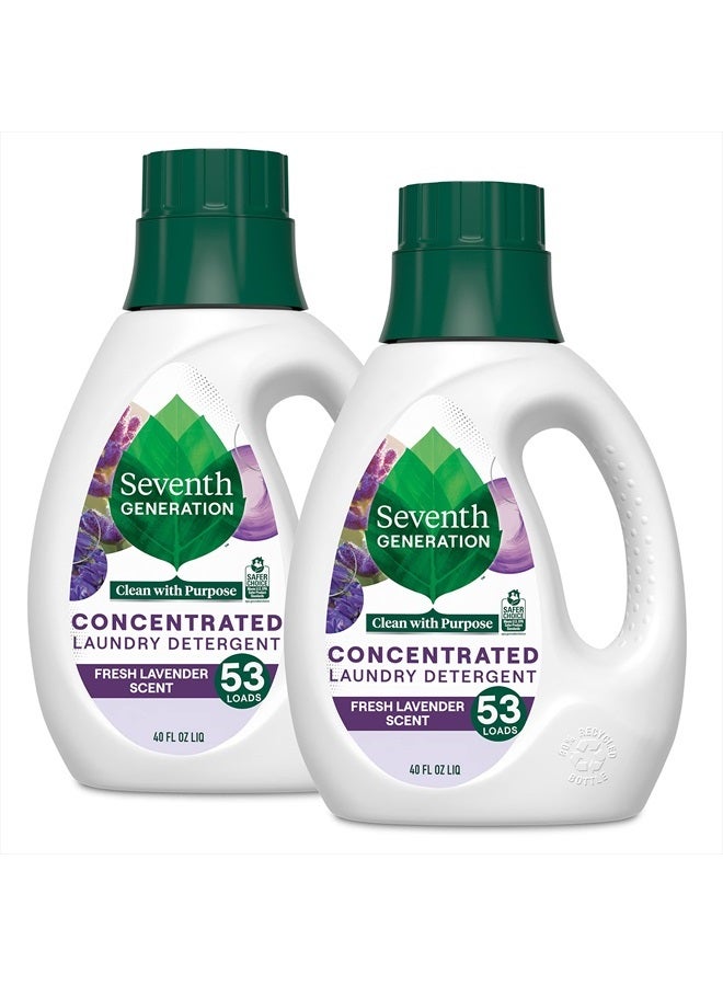 Seventh Generation Concentrated Laundry Detergent, Fresh Lavender scent, 40 oz, Pack of 2 (106 Loads)  - Image 1