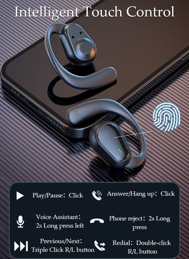 DUNISO Wireless Headphones Bluetooth Ear Clip Noise-cancelling Earphones with Wireless Charging Case Digital Display Touch Control Bluetooth 5.3 Waterproof for Running Sport Gym - Image 3