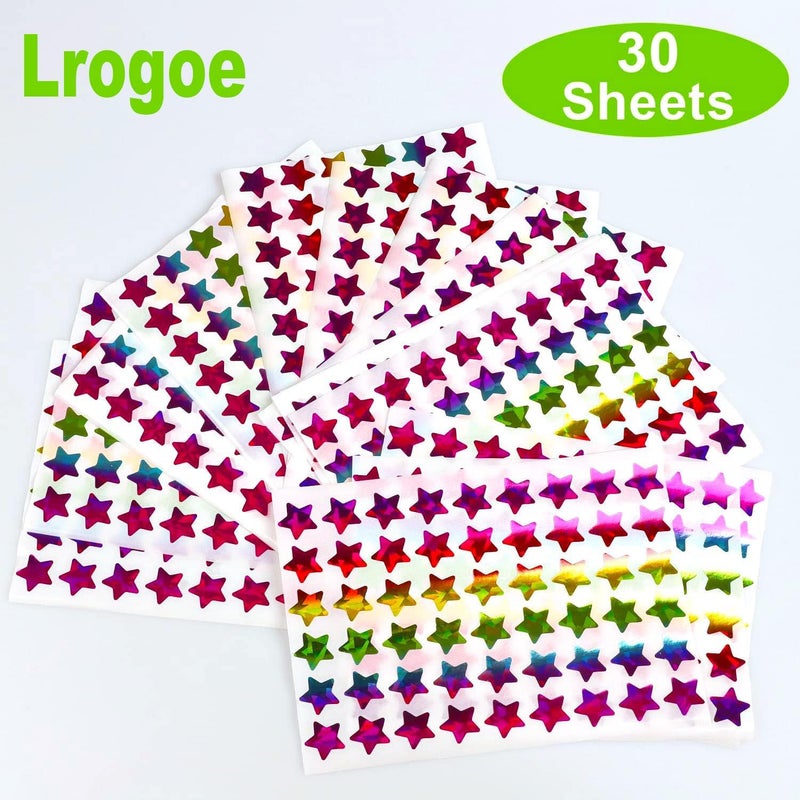 Lrogoe 1620 Holographic Rainbow Small Star Stickers for Kids Reward, Behavior Chart, Student Planner and School Classroom Teacher Supplies, 0.6" Diameter - Image 3