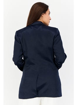 ESPRIT Women Regular Fit Solid Casual Blazer, Deep Navy  - Image 3