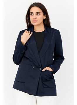ESPRIT Women Regular Fit Solid Casual Blazer, Deep Navy  - Image 1