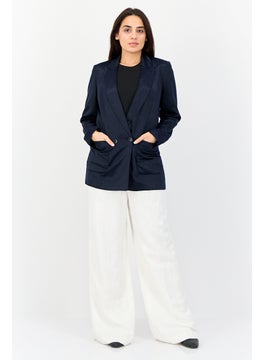 ESPRIT Women Regular Fit Solid Casual Blazer, Deep Navy  - Image 2