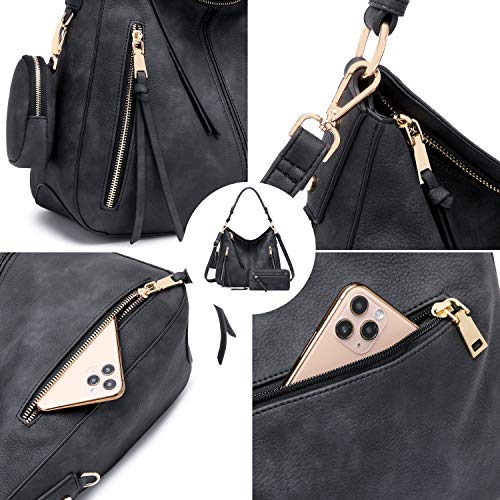 lapsting Hobo Bags for Women Handbags Purse Ladies Boho Shoulder Bag Crossbody Black Vegan Leather - Image 2