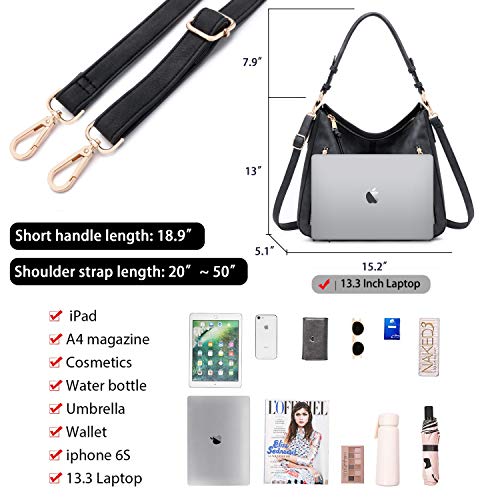 lapsting Hobo Bags for Women Handbags Purse Ladies Boho Shoulder Bag Crossbody Black Vegan Leather - Image 3