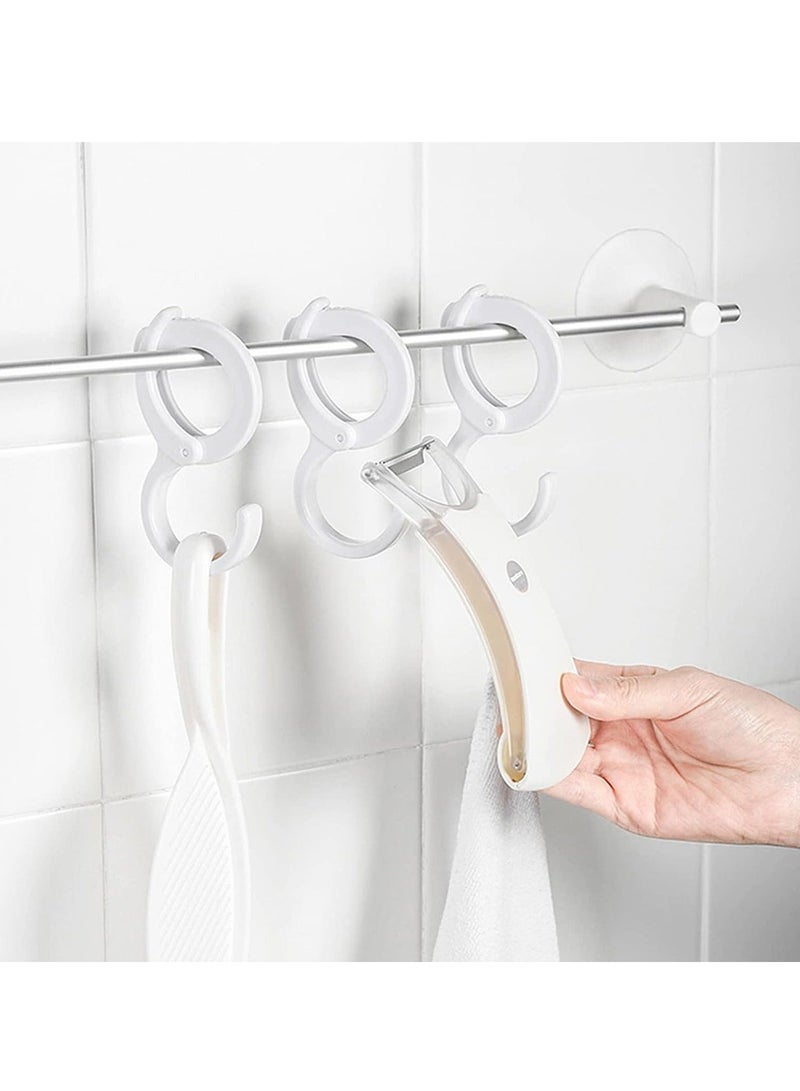 8 Pack S Hooks for Hanging, Plastic Hanging Hooks with Safety Adjustable Gear, Windproof Hook for Hanging Coats, Clothing, Bags, Jeans, Towels, Kitchen Utensil, Suitable for Home and Outdoor(White) - Image 3