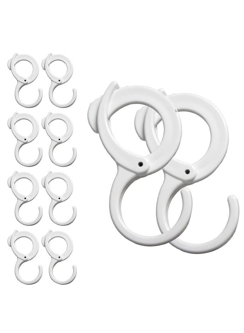 8 Pack S Hooks for Hanging, Plastic Hanging Hooks with Safety Adjustable Gear, Windproof Hook for Hanging Coats, Clothing, Bags, Jeans, Towels, Kitchen Utensil, Suitable for Home and Outdoor(White) - Image 1