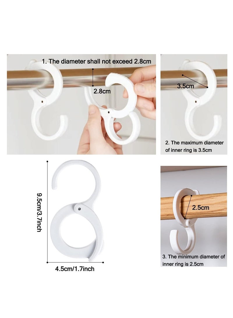 8 Pack S Hooks for Hanging, Plastic Hanging Hooks with Safety Adjustable Gear, Windproof Hook for Hanging Coats, Clothing, Bags, Jeans, Towels, Kitchen Utensil, Suitable for Home and Outdoor(White) - Image 5
