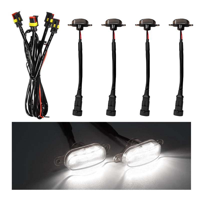 Dickno 4PCS Car Grille Lights, Bright Amber LED Grill Lights with Wiring Harness, Waterproof Front Grill Trim Lamps, Vehicle Exterior Grille Lamps Compatible with F150 F250 F350 (Black+White) - Image 1