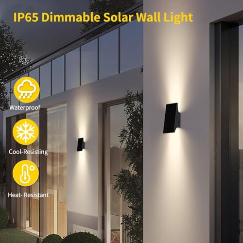 SOTTLOT Solar Sconce Lights Outdoor Dimmable Solar Wall Lights Up and Down 3000K 700LM Solars Lights Outdoor IP65 Waterproof for Yard Patio Garage Porch 2pcs - Image 3