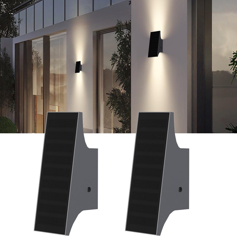 SOTTLOT Solar Sconce Lights Outdoor Dimmable Solar Wall Lights Up and Down 3000K 700LM Solars Lights Outdoor IP65 Waterproof for Yard Patio Garage Porch 2pcs - Image 2