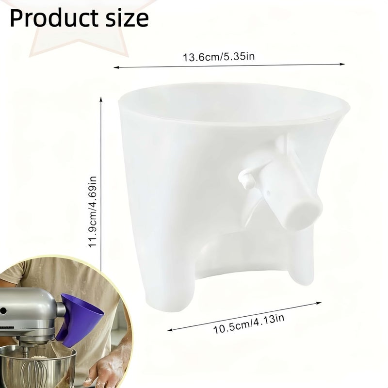LWOGD Flour Funnel for KitchenAid Mixer 5 Qt, Anti-Splash Attachment for Tilt-Head Stand Mixer 4.5 & 5 Quart (KSM150), Dishwasher Safe No-Mess Baking Tool, Easy Pour Accessory (White) - Image 3