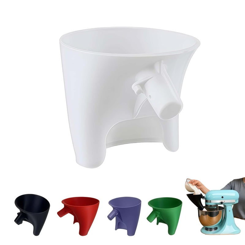 LWOGD Flour Funnel for KitchenAid Mixer 5 Qt, Anti-Splash Attachment for Tilt-Head Stand Mixer 4.5 & 5 Quart (KSM150), Dishwasher Safe No-Mess Baking Tool, Easy Pour Accessory (White) - Image 1