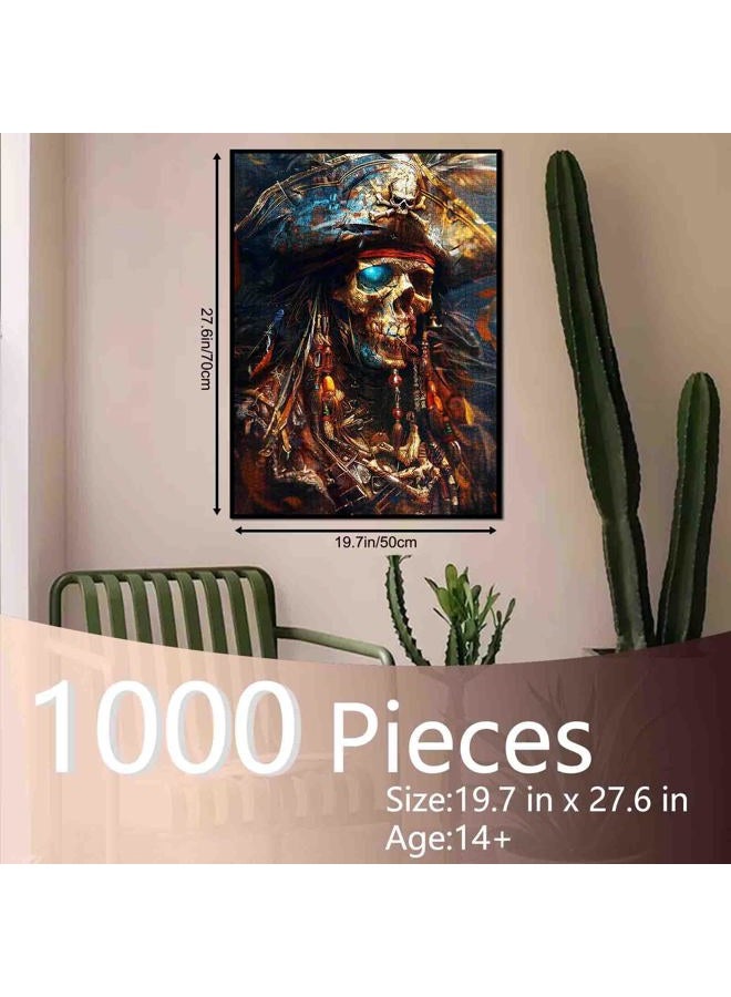 Aihonmin Pirate 1000 Piece Jigsaw Puzzle for Adults Families Skull Pirate Pictures Captain Puzzles for Challenging Family Activity Game DIY Handwork Puzzles Home Decor Gifts 20x27 Inches - Image 2