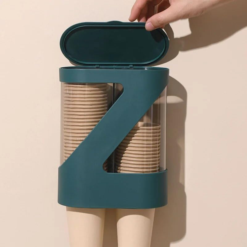 Clixera Self Adhesive Paper Cup Dispenser HolderWall Mounted Plastic Drinking Water Cup DispenserGlass Dispenser HolderDisposable Cup Holder Organizer for Home Kitchen Random Color - Image 3