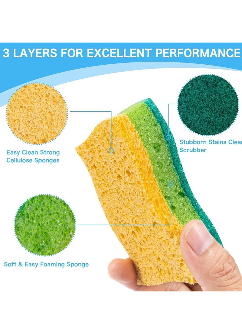MIXDE Bear Dish Washing Up Sponges, 8 Pack Easy Foaming Non-Scratch Kitchen Cleaning Cellulose Scrub Sponges - Image 2