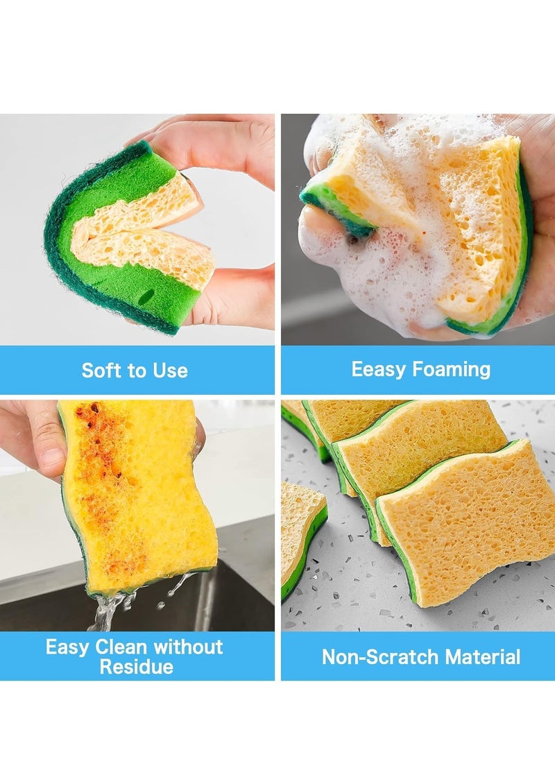 MIXDE Bear Dish Washing Up Sponges, 8 Pack Easy Foaming Non-Scratch Kitchen Cleaning Cellulose Scrub Sponges - Image 4