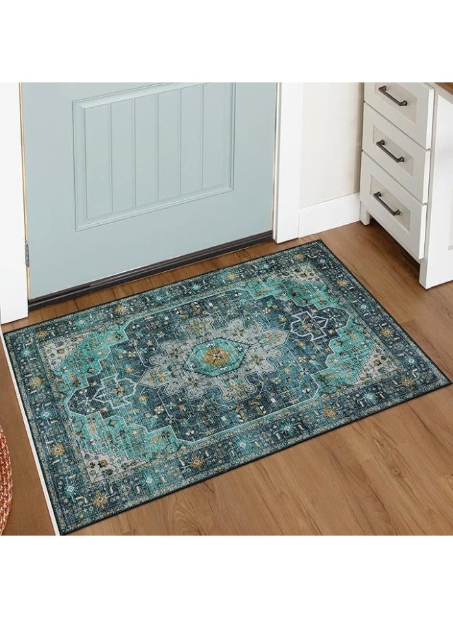 Bohemian Vintage Area Rug for Living Room and Kitchen, Non-Slip, Stain Resistant, Full Coverage Window Sill Mat.