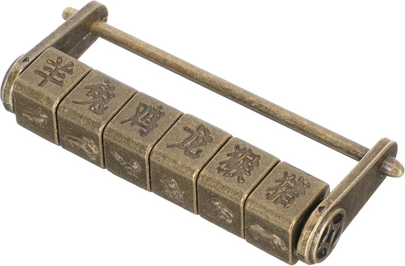 Antique Zinc Alloy Carved Zodiac Combination Lock for Cabinet Drawer Jewelry Box Security - Image 2