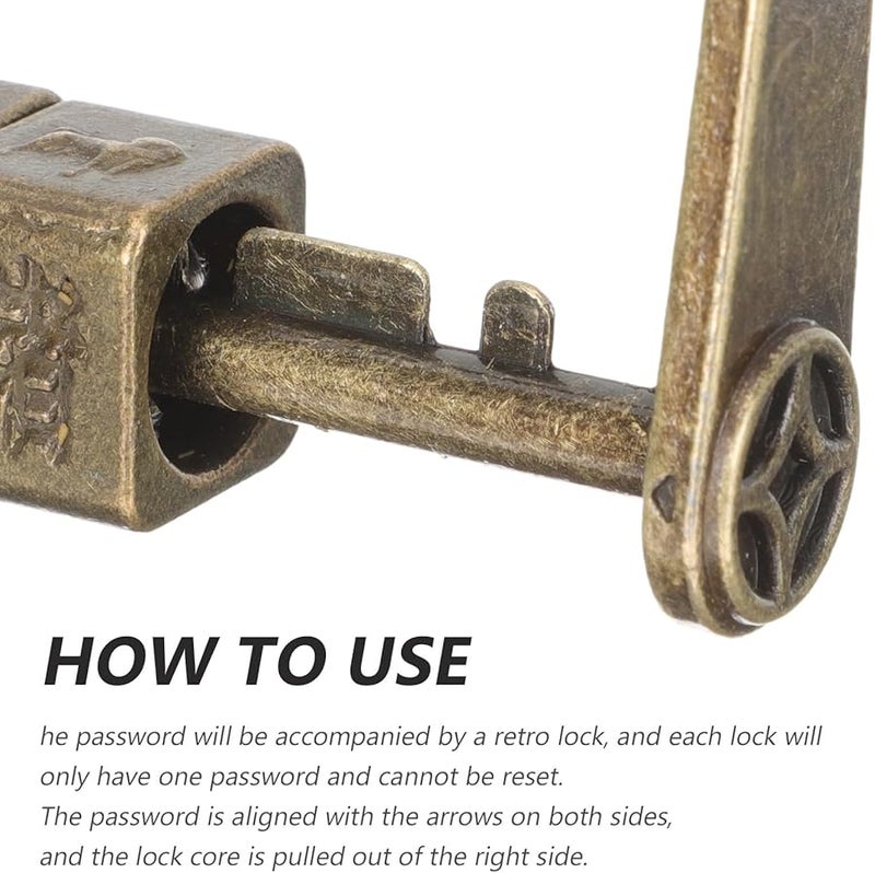 Antique Zinc Alloy Carved Zodiac Combination Lock for Cabinet Drawer Jewelry Box Security - Image 5