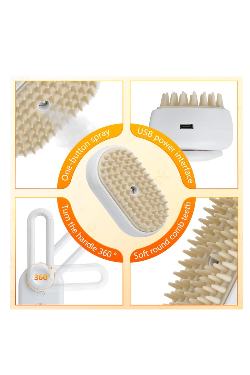 4 in 1 Cat Steam Brush for Shedding, Rechargeable Pet Steam Groomer Brush, Massage, Cleaning, Shedding & Combing Multifunctional Hair Removal Comb for Cats Dogs (Purple) - Image 4