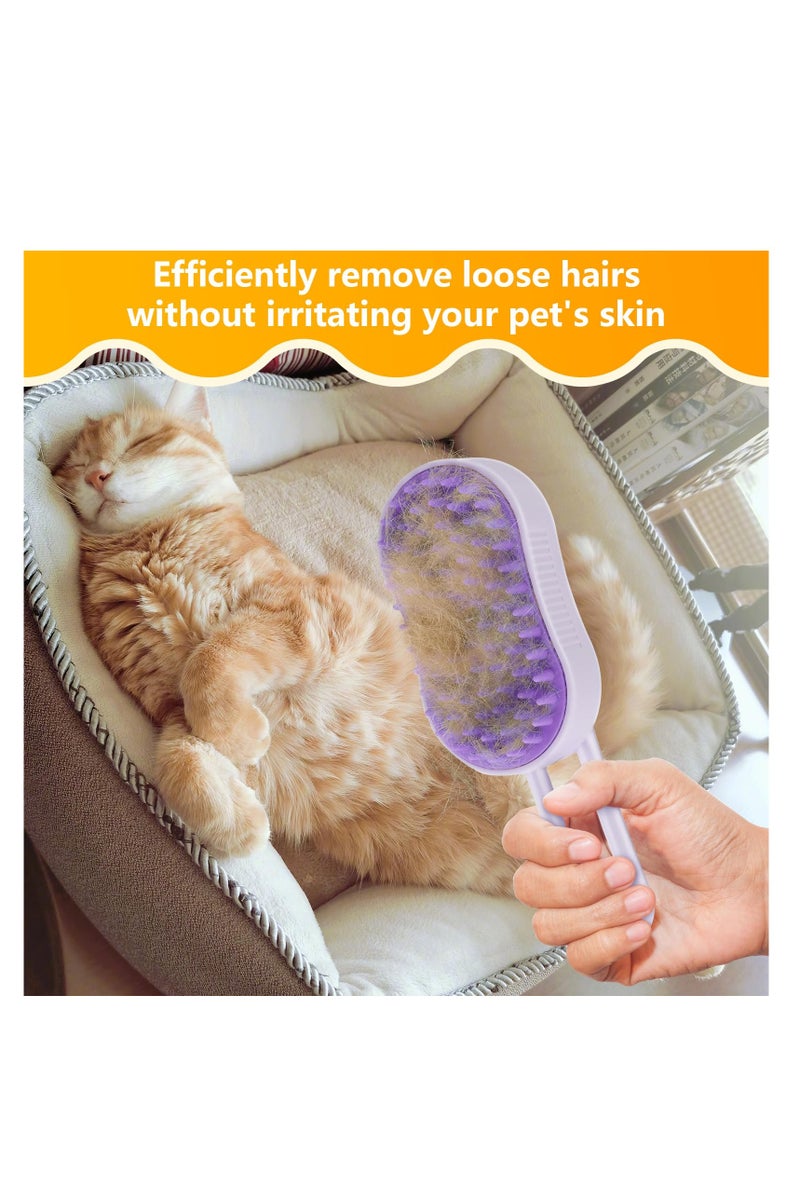 4 in 1 Cat Steam Brush for Shedding, Rechargeable Pet Steam Groomer Brush, Massage, Cleaning, Shedding & Combing Multifunctional Hair Removal Comb for Cats Dogs (Purple) - Image 2