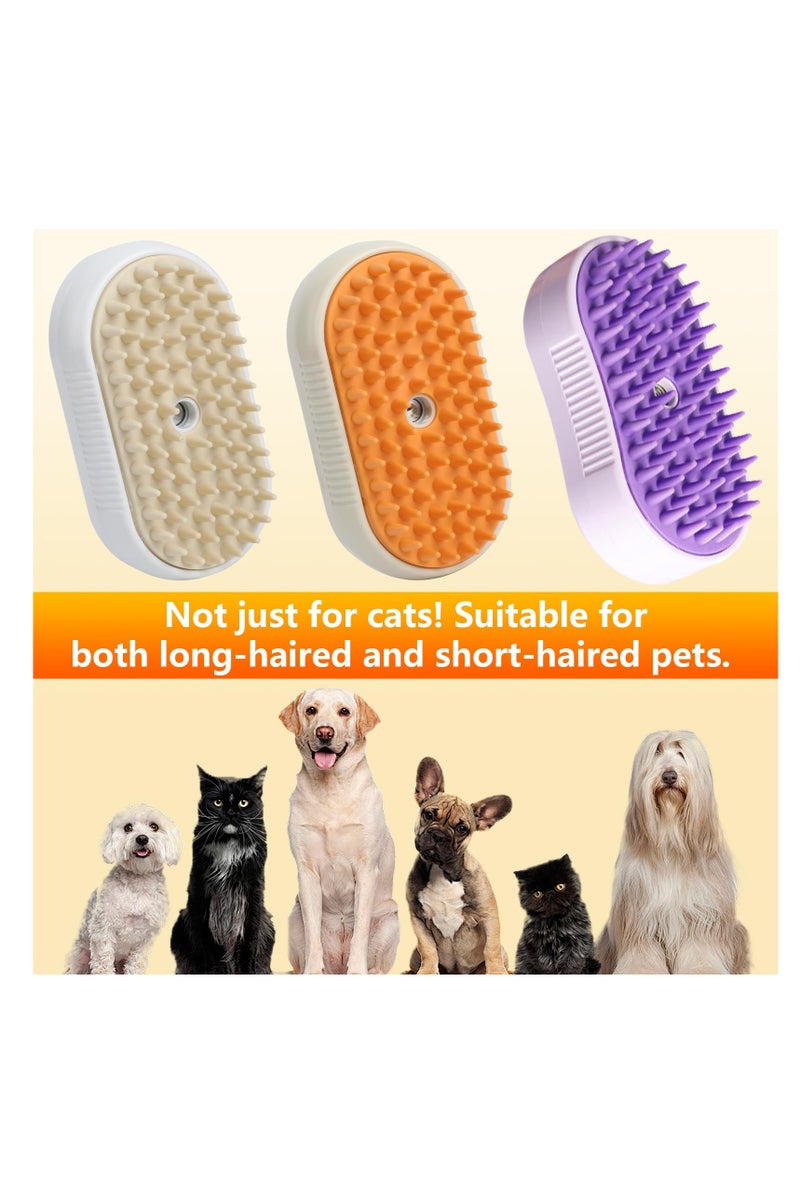 4 in 1 Cat Steam Brush for Shedding, Rechargeable Pet Steam Groomer Brush, Massage, Cleaning, Shedding & Combing Multifunctional Hair Removal Comb for Cats Dogs (Purple) - Image 3