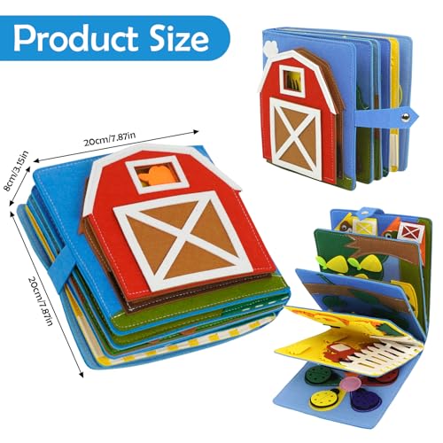 AIXMEET Montessori Busy Book Felt Quiet Book for Baby Preschool Early Learning Educational Toys for Kids Age 3 4 5 6 Years Develops Fine Motor SkillsToddlers Activities Toy for Airplane Car Travel - Image 5