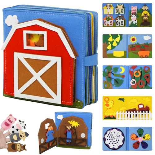 AIXMEET Montessori Busy Book Felt Quiet Book for Baby Preschool Early Learning Educational Toys for Kids Age 3 4 5 6 Years Develops Fine Motor SkillsToddlers Activities Toy for Airplane Car Travel - Image 1