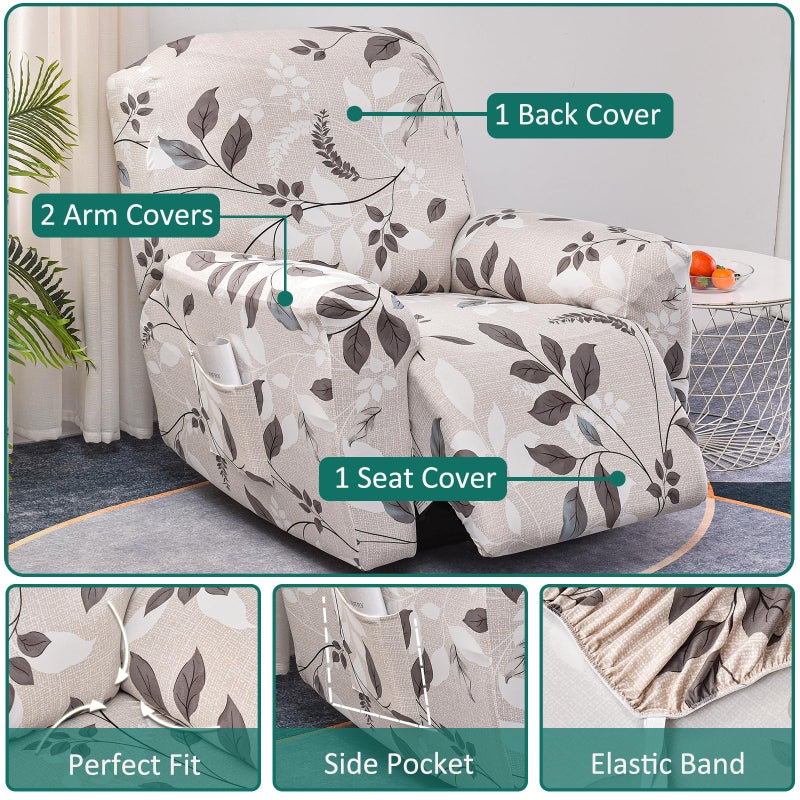 NILUOH Recliner Covers 4 Pieces Stretch Lazy Boy Recliner Chair Covers That Stay in Place, Covers for Electric Power Lift Reclining Chair, Washable Furniture Protector for Pet, Kids, Living Room - Image 3