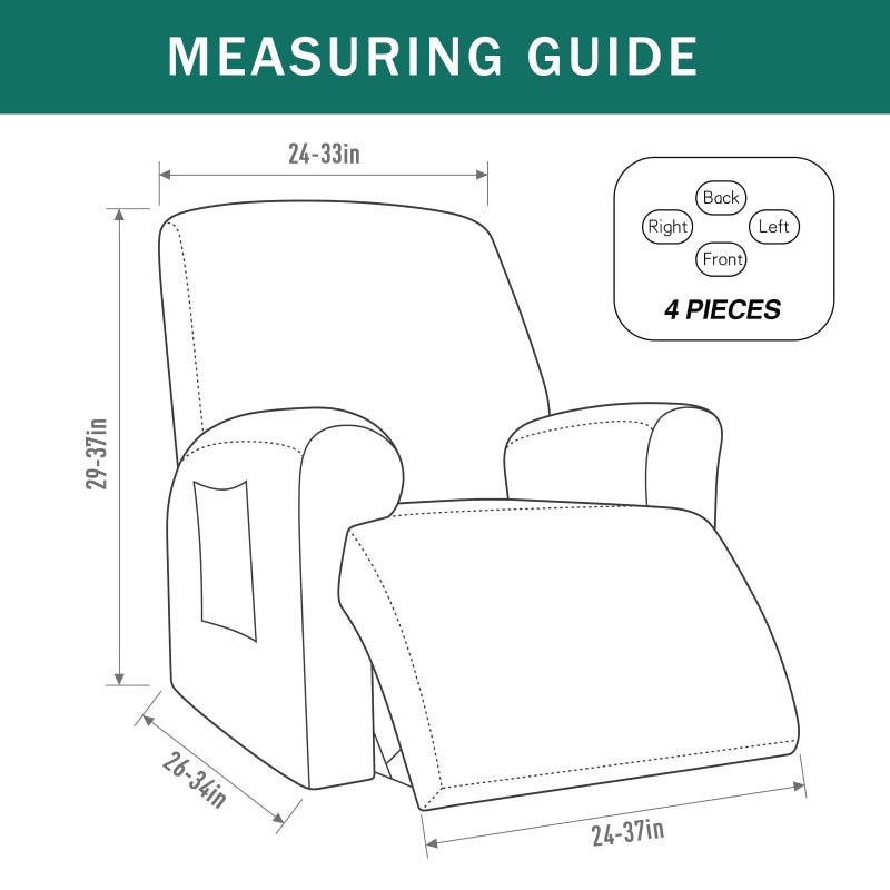 NILUOH Recliner Covers 4 Pieces Stretch Lazy Boy Recliner Chair Covers That Stay in Place, Covers for Electric Power Lift Reclining Chair, Washable Furniture Protector for Pet, Kids, Living Room - Image 2