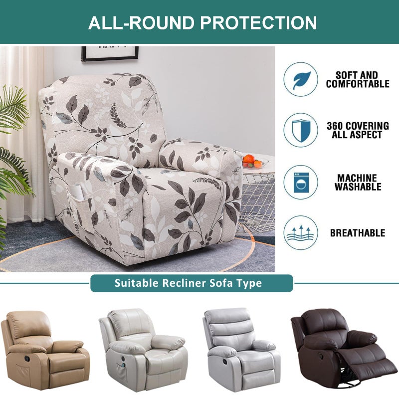 NILUOH Recliner Covers 4 Pieces Stretch Lazy Boy Recliner Chair Covers That Stay in Place, Covers for Electric Power Lift Reclining Chair, Washable Furniture Protector for Pet, Kids, Living Room - Image 5