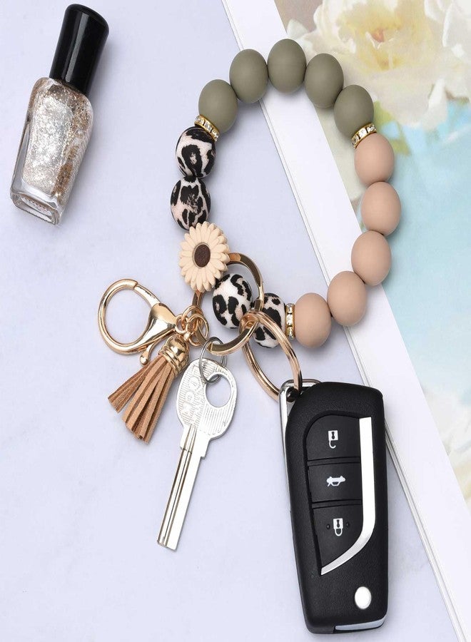 BAOSIWA Silicone Beaded Keychain Wristlet Key Ring Bracelet Cute Daisy Car Key Chain Holder for Women Girls - Image 4