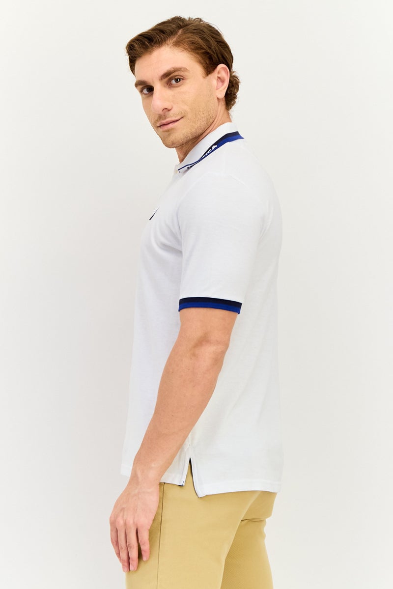 NAUTICA Men Regular Fit Embroidered Logo Short Sleeve Polo Shirt, White - Image 2