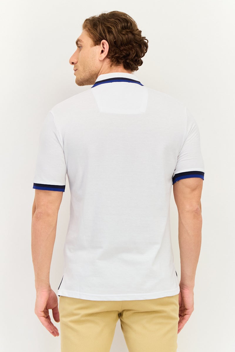 NAUTICA Men Regular Fit Embroidered Logo Short Sleeve Polo Shirt, White - Image 3