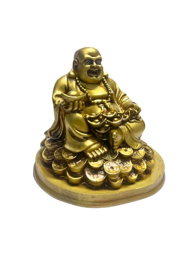 RIPE INDIA RIPE INDIA Laughing Buddha Statue for Good Luck, Home Decor, Brass Colour - Image 3