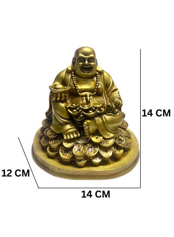 RIPE INDIA RIPE INDIA Laughing Buddha Statue for Good Luck, Home Decor, Brass Colour - Image 2